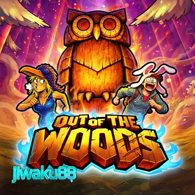 Tampilan visual slot Out Of The Woods dengan tema hutan gelap dan simbol misterius.